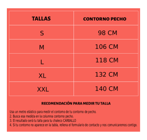 TABLA TALLAS CHALECO